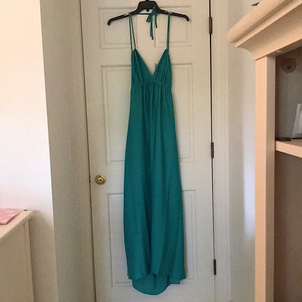 Teal BCBG Max Azria Backless Maxi Dress, Size S